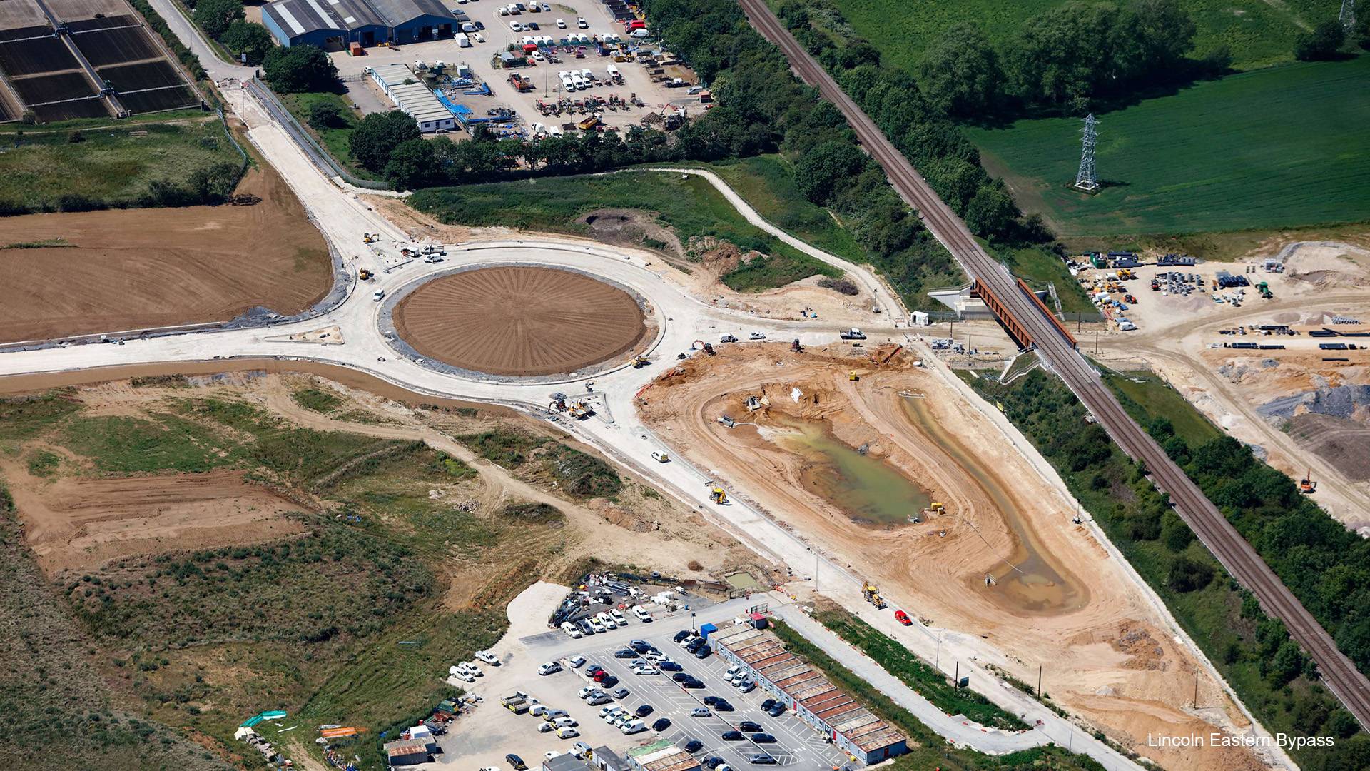 Aerial view of the Lincoln Eastern Bypass during construction