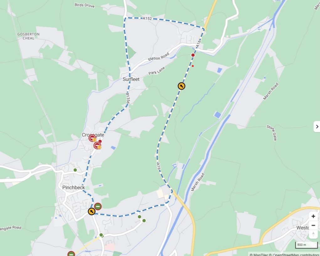 road closure diversionroute pinchbeck
