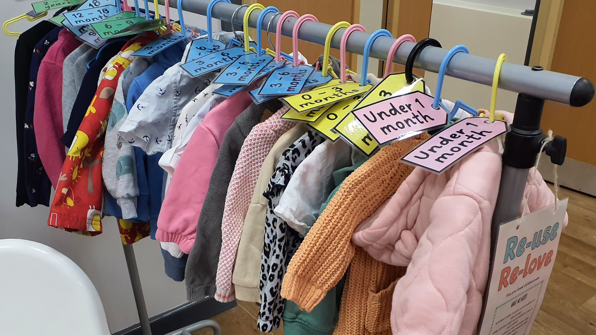 Clothes hanging up on rail