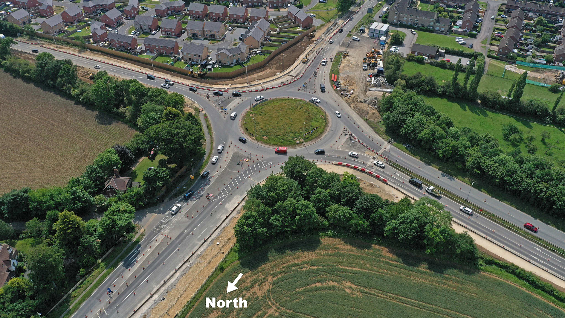Riseholme roundabout in Lincoln from above