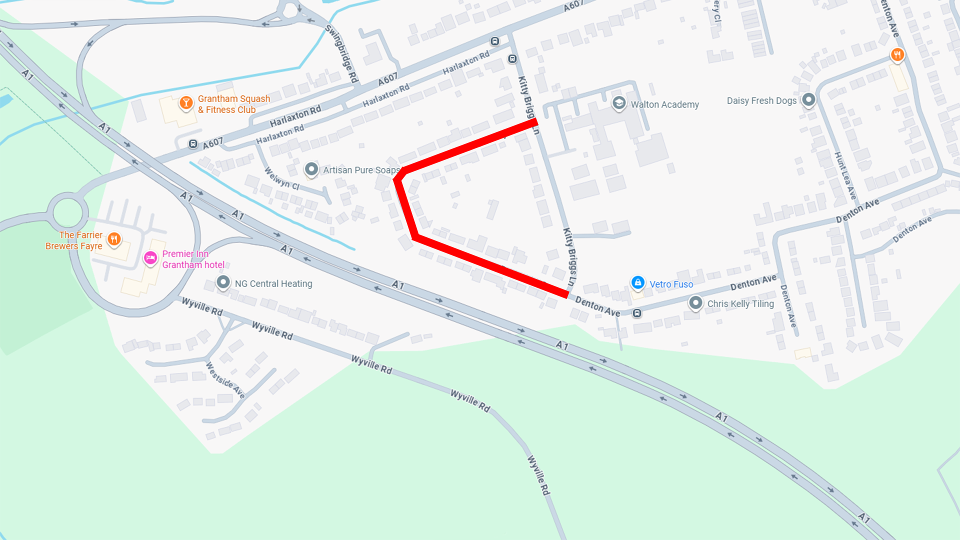 Rosemary Crescent Grantham - Map