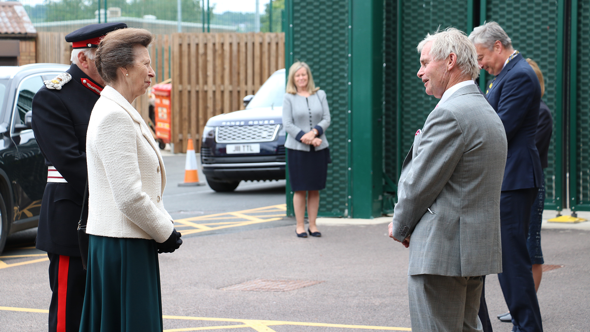 Princess Anne talking to Cllr Martin Hill