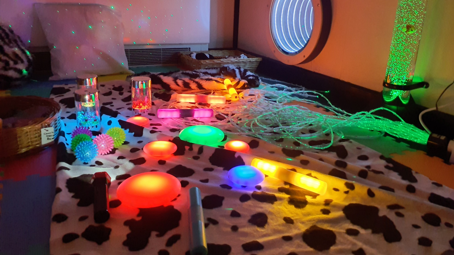 Sensory toys laid out on the floor in Children's centre