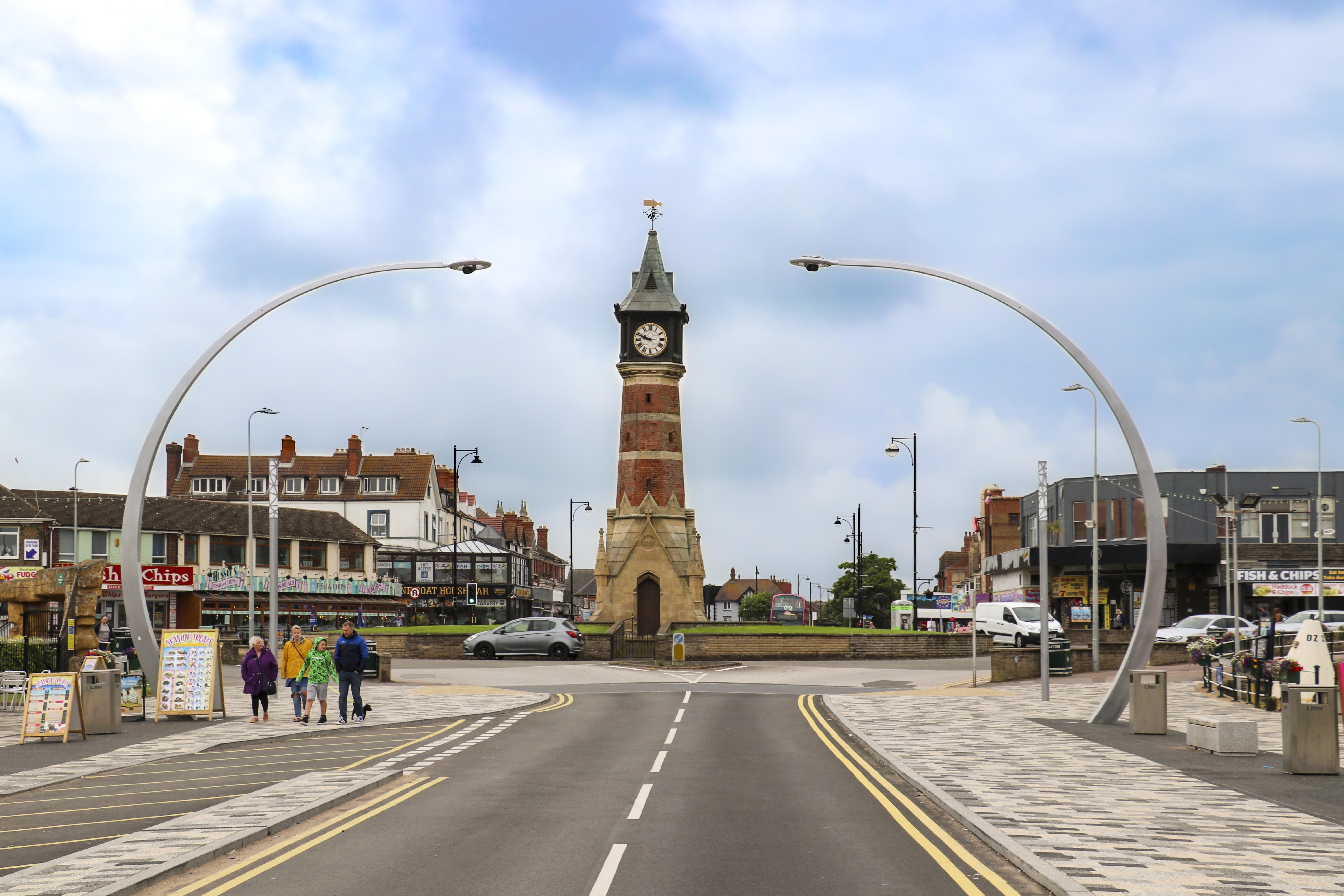 Skegness clock tower and promenade