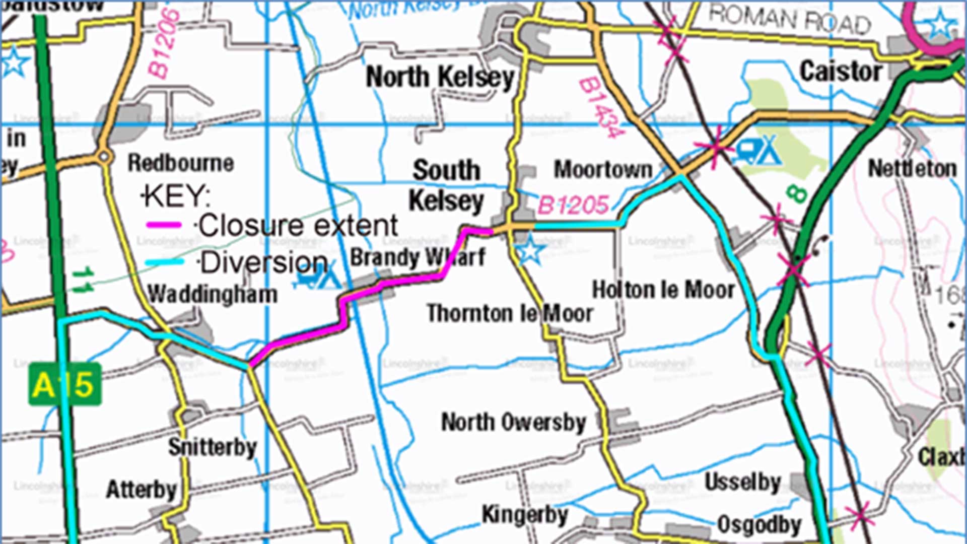 South Kelsey diversion route