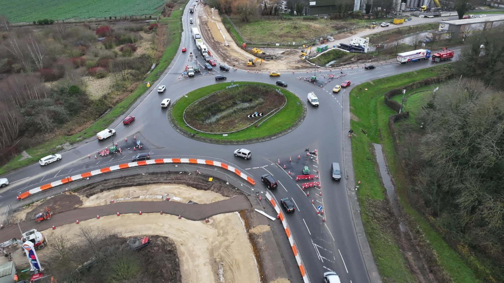 A bird's eye view of the progress of the roundabout