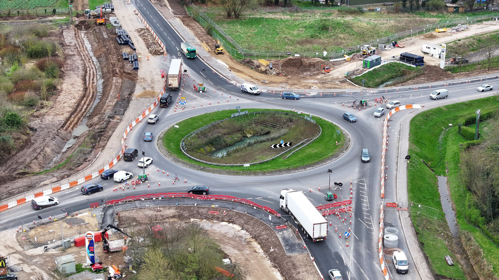 An overhead view of the Springfield Roundabout.
