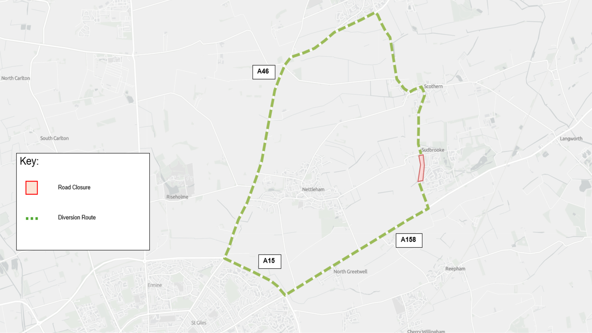 Sudbrooke road closure and diversion