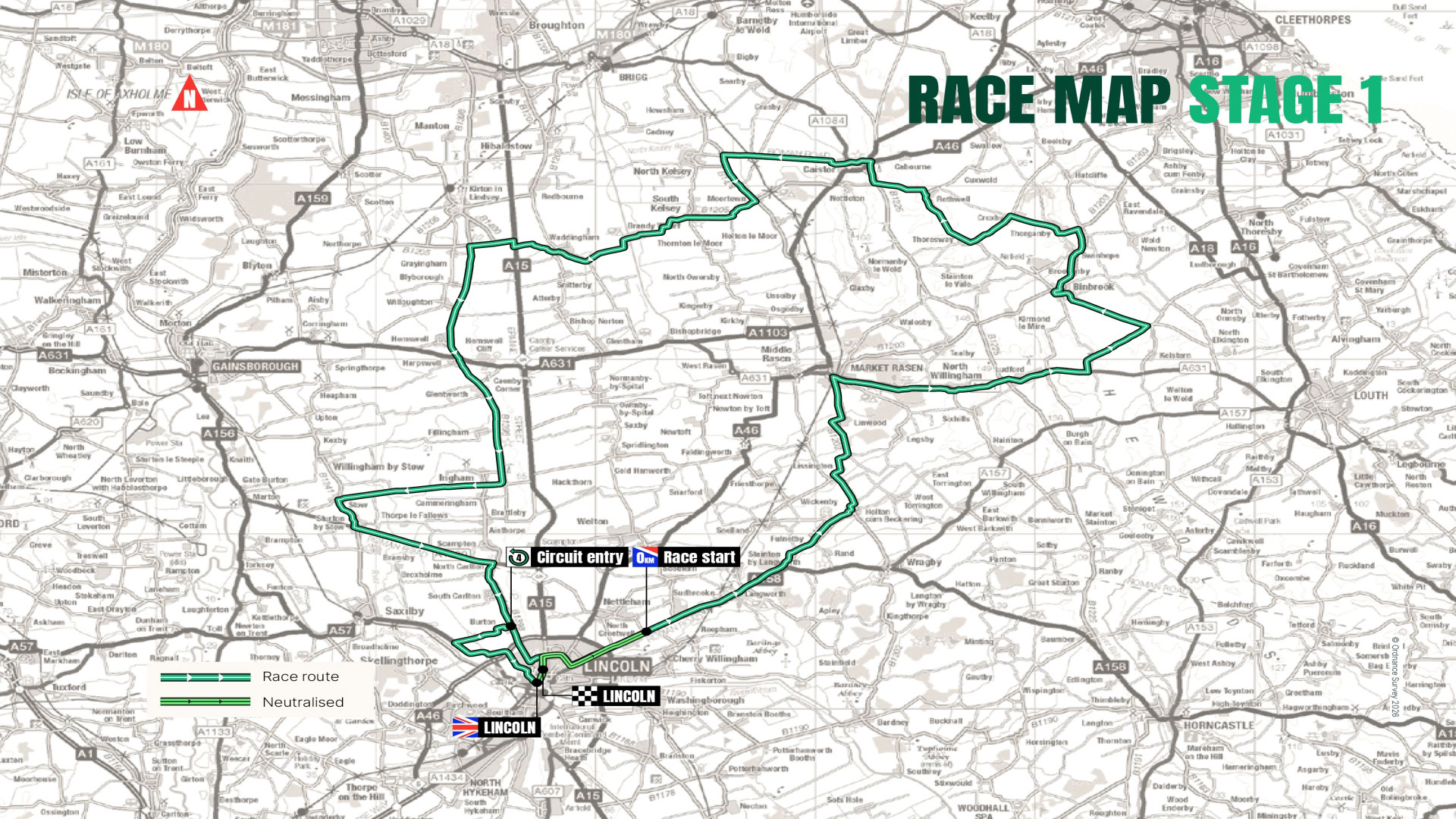 Routes revealed for the Tour of Britain Lincoln and Skegness stages Tour of Britain 2026 Stage One map