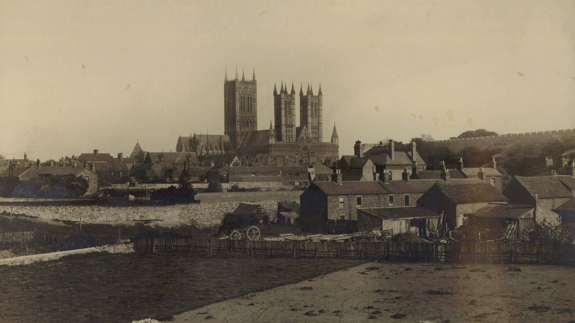 Historic photograph of Lincoln Cathedral taken from the Museum of Lincolnshire Life in 1904. Credit: Lincolnshire Archives