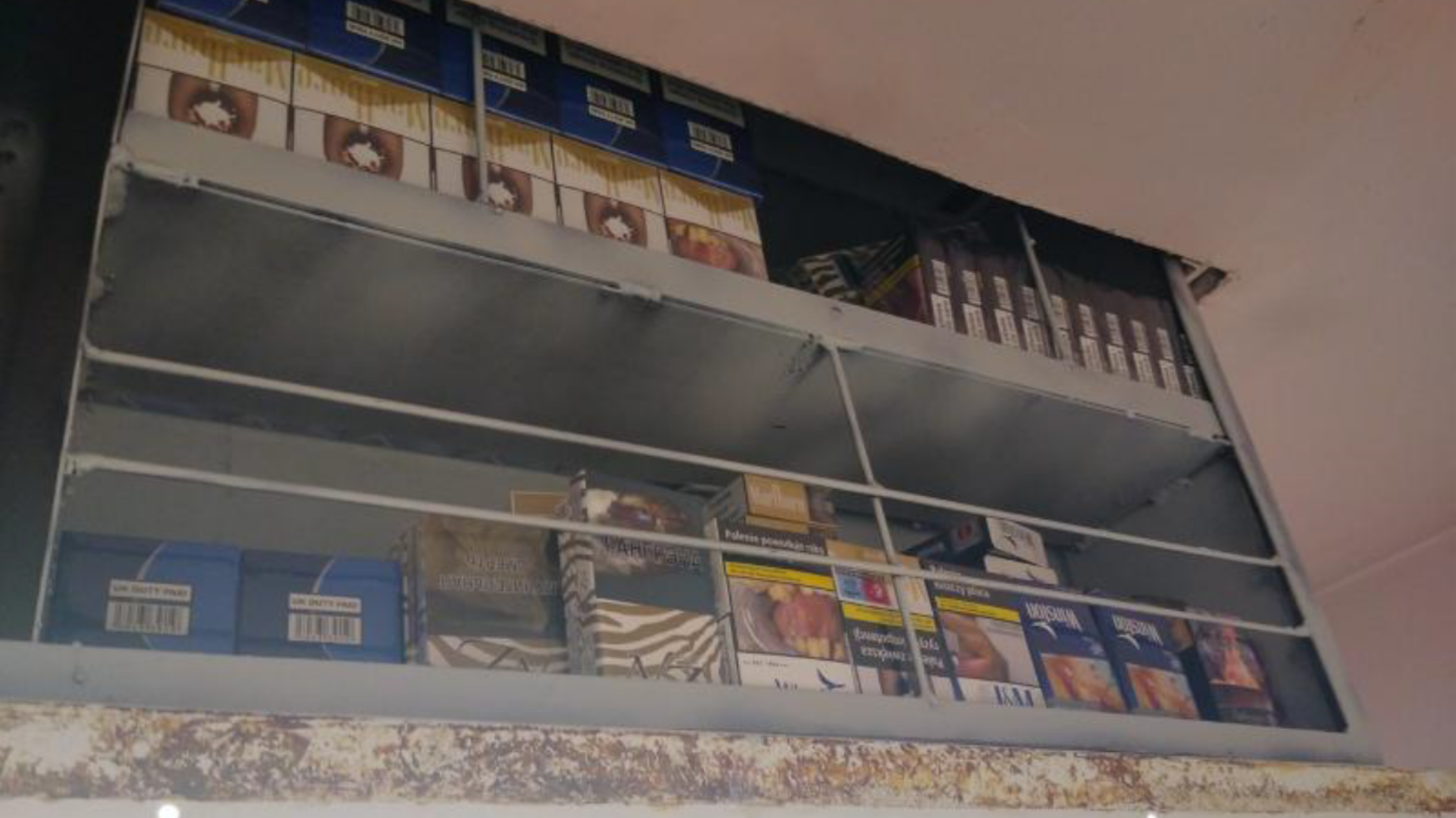 A stash of cigarettes hidden in a shop