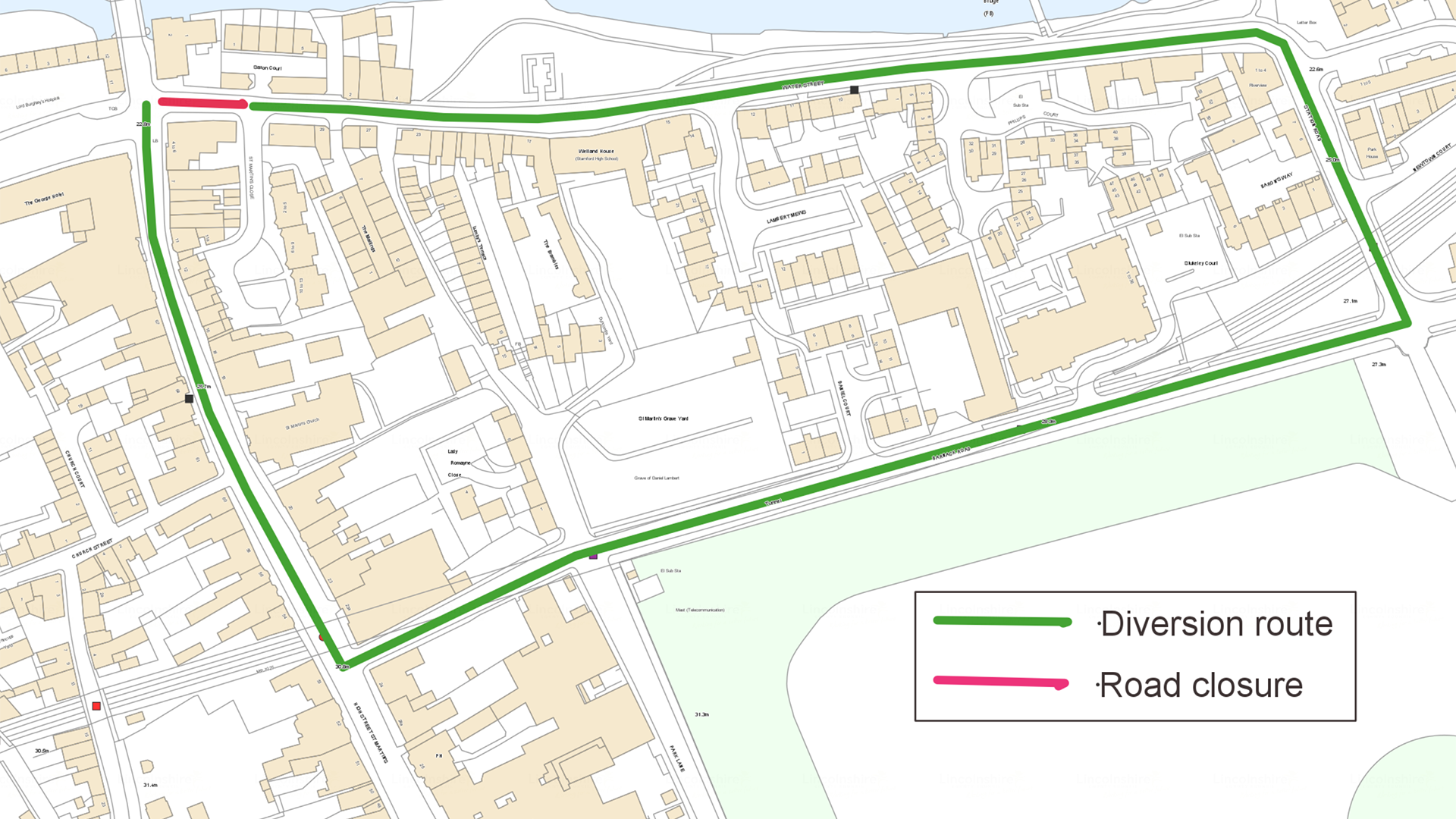 Water street diversion route