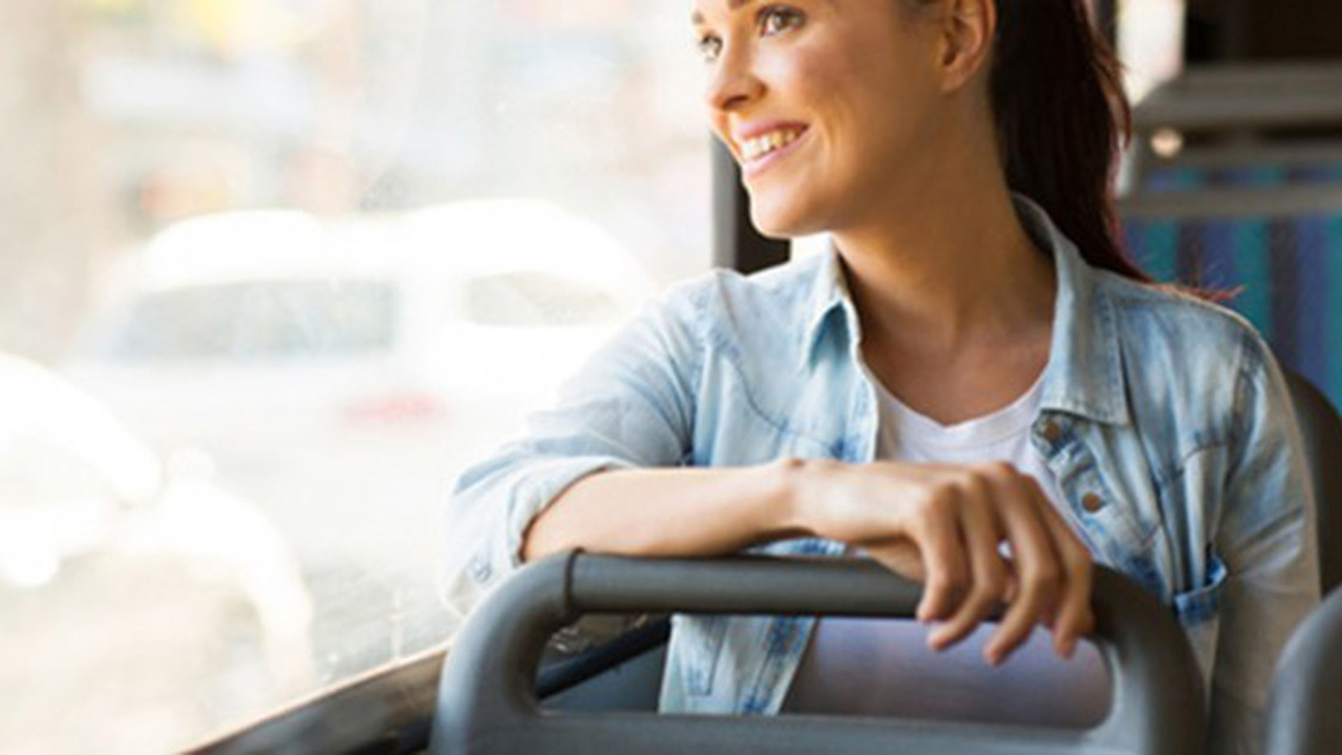 Woman traveling on bus