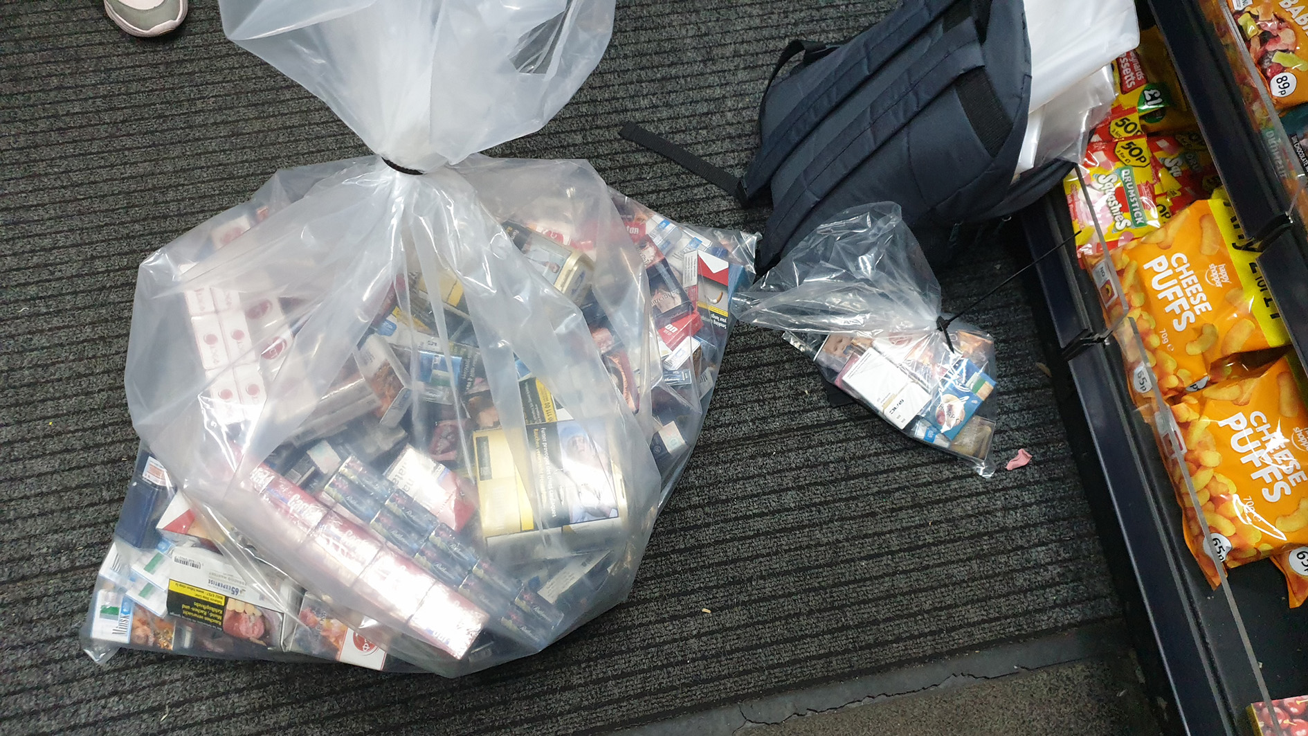 Bagged up illegal cigarettes