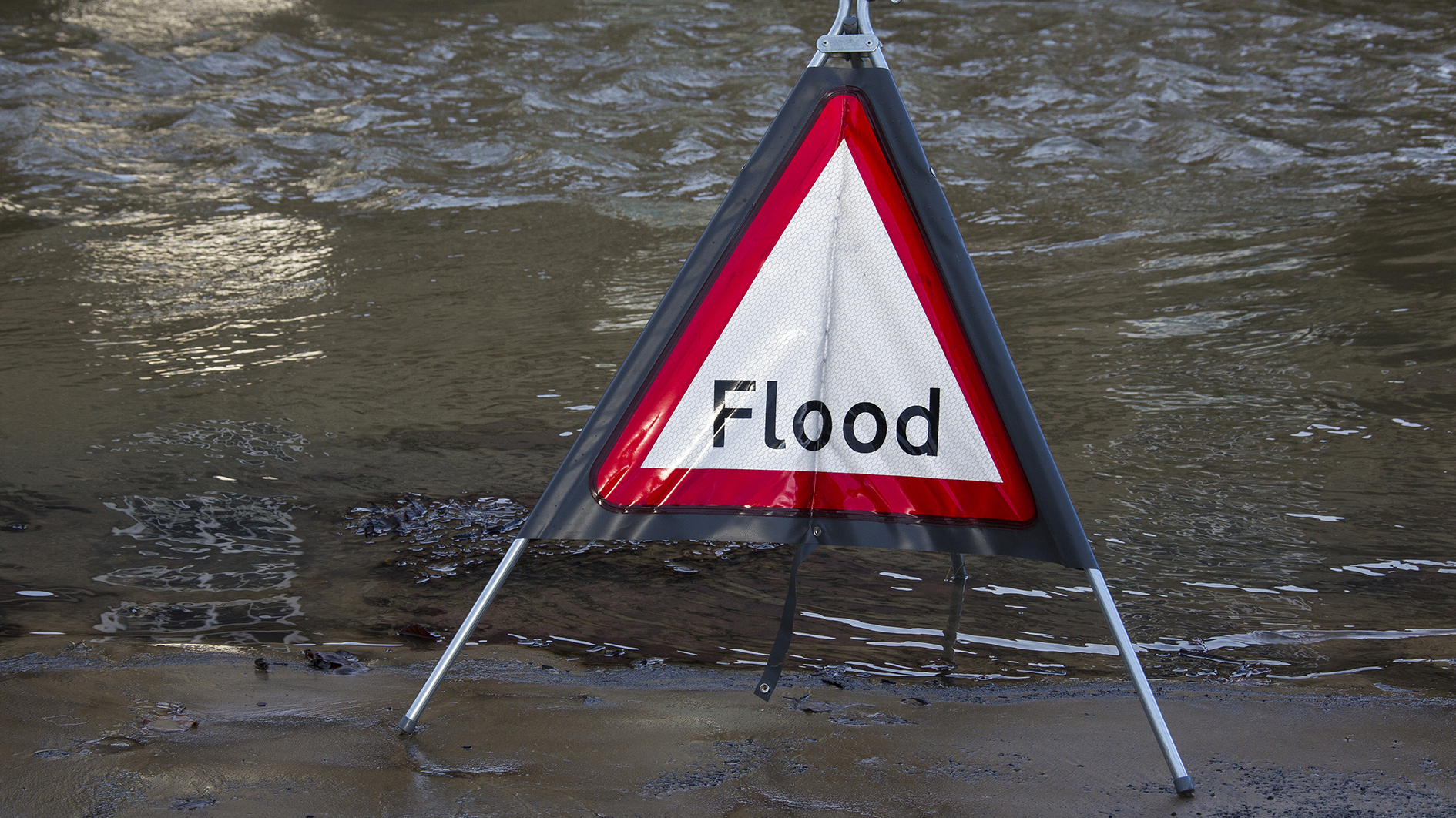 A flood warning sign