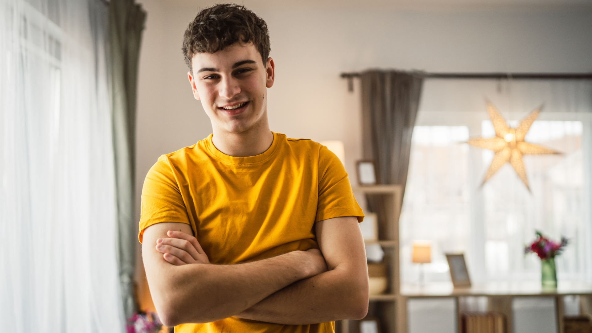 Young man at home