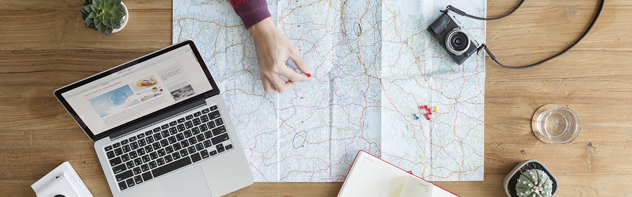 Image of a table with a map on it