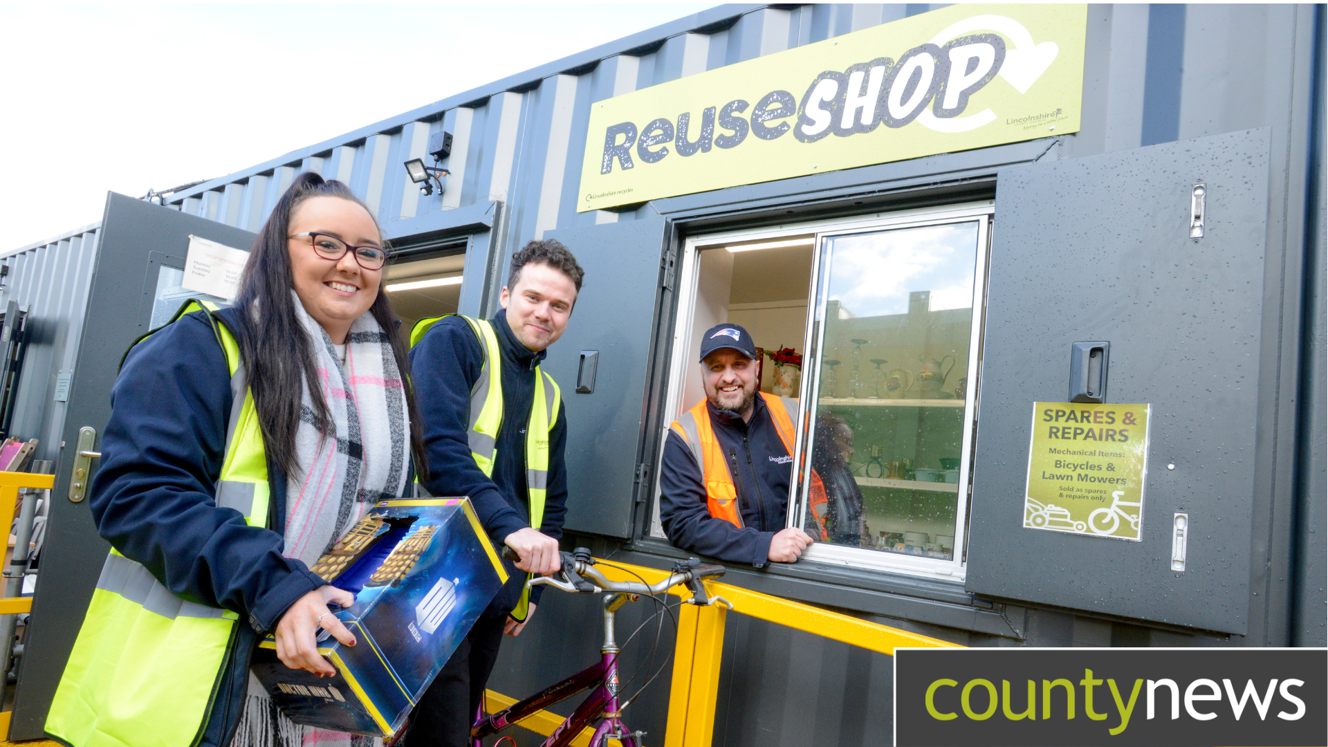 Staff operating the successful reuse shop at Tattershall Recycling Centre