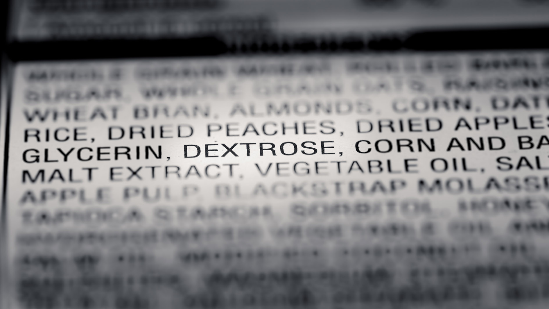 Close up of a nutritional facts label