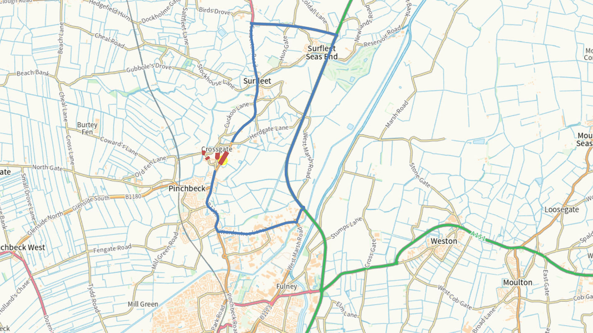 Surfleet road closure and diversion route