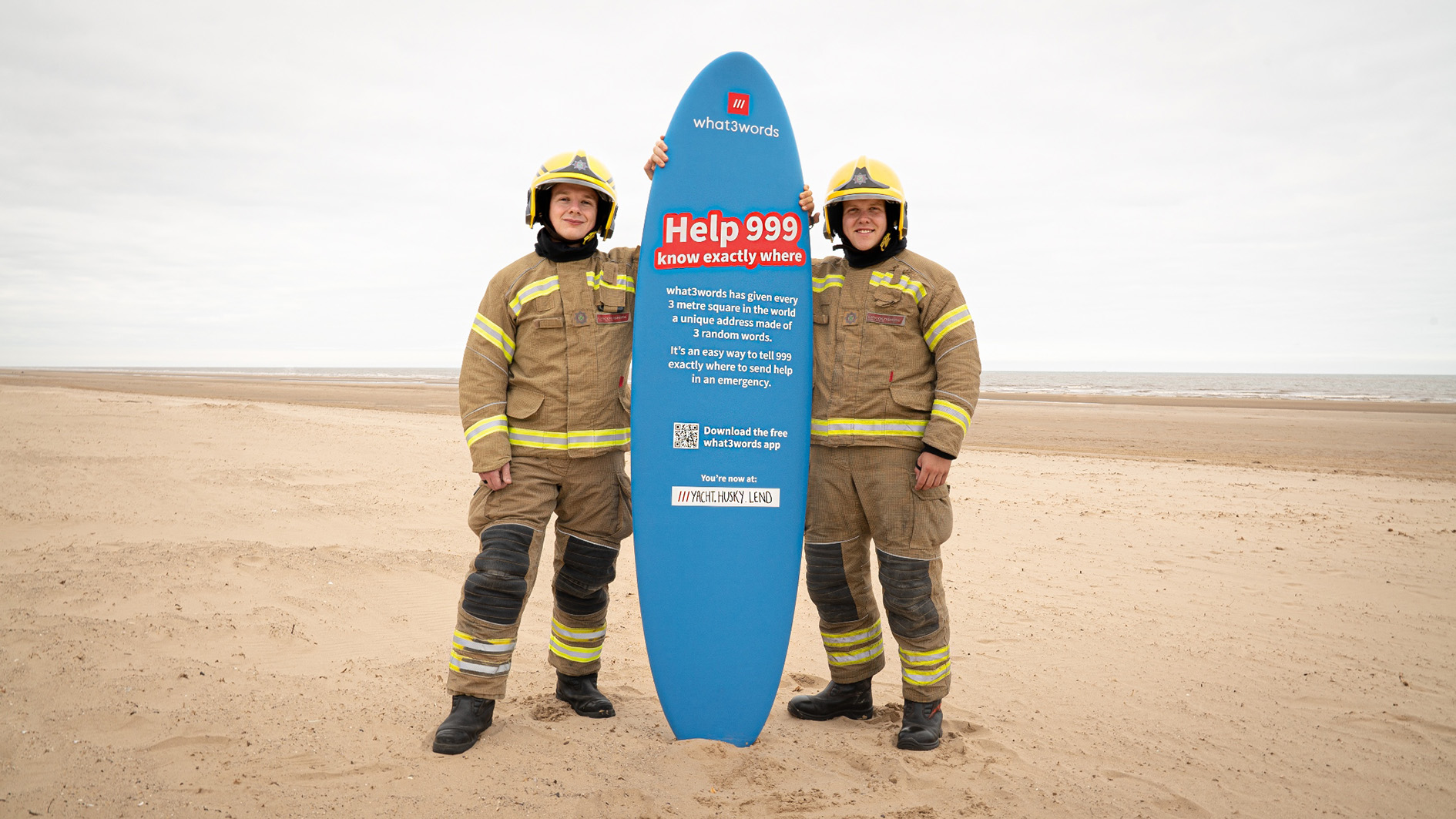 Firefighters Nicky Ardern and Jake Hamilton from Mablethorpe fire station on the beach