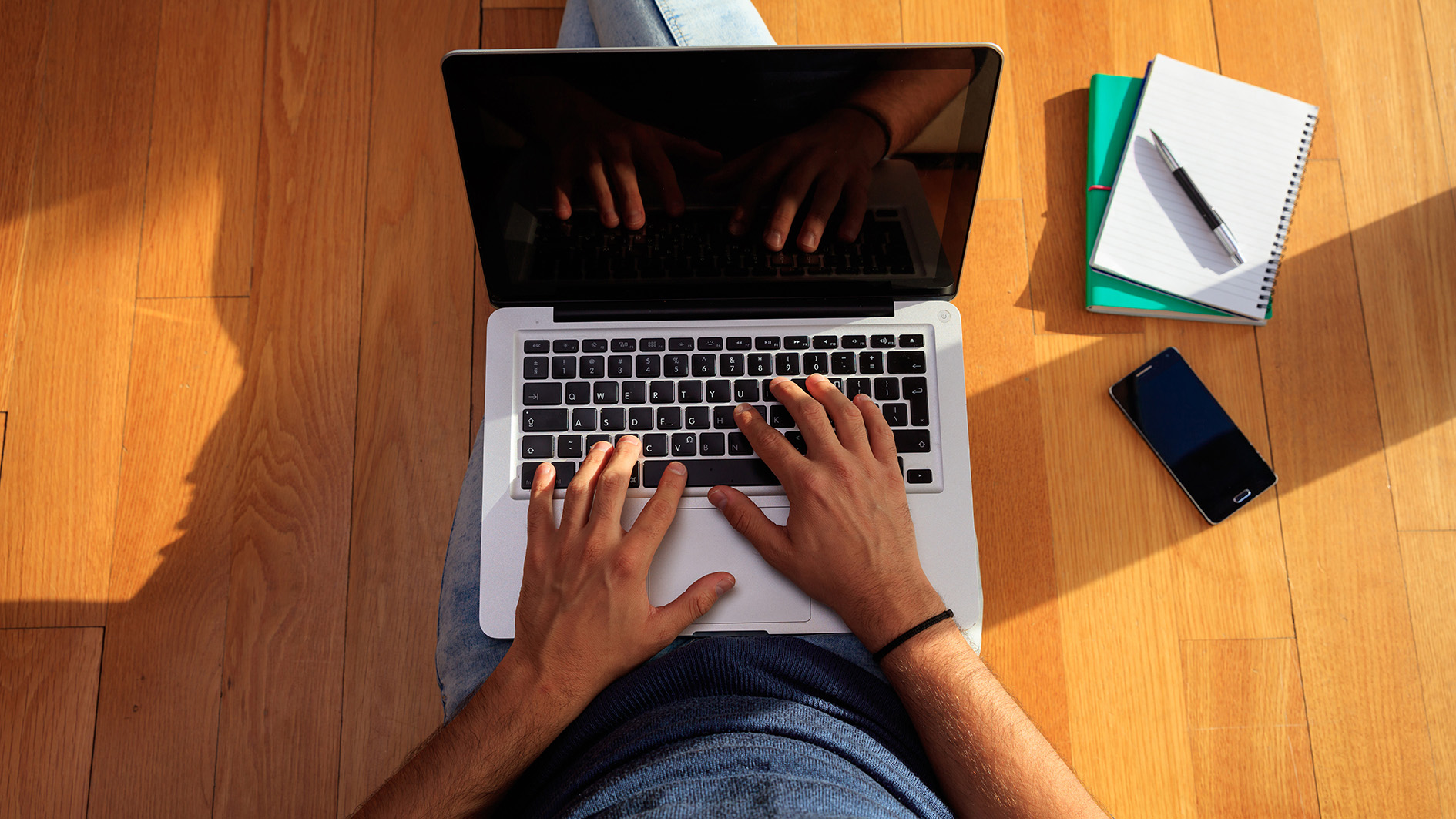 Workspace at home with a laptop