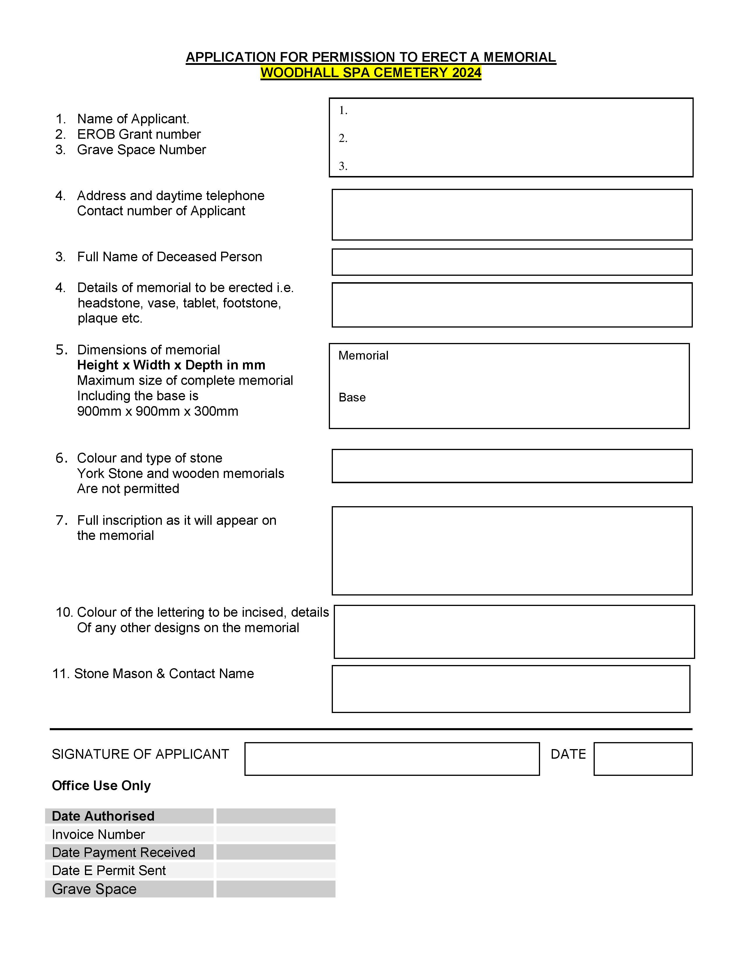 Erect a memorial application form apr24
